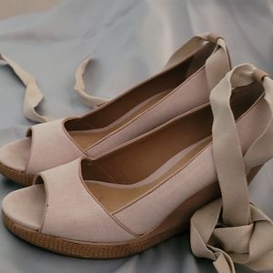 Stylish Leather and fabric espadrills